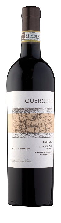 A bottle of Castello Di Querceto Chianti Docg 2024 wine with a label that includes the name of the winery and the vintage year.