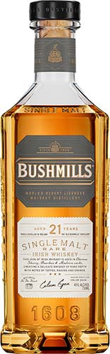 Bushmills 21 Years Old Rare Triple Distilled Single Malt Irish Whiskey