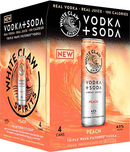 WHITE CLAW PEACH VODKA SODA 4PK