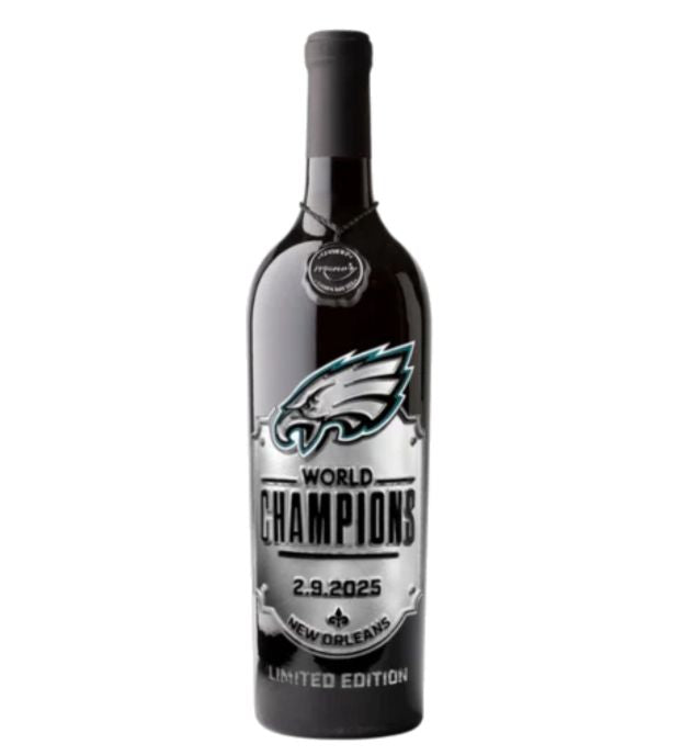 Philly Eagles CHAMPIONS SILVER PLAQUE ETCHED CABERNET SAUVIGNON