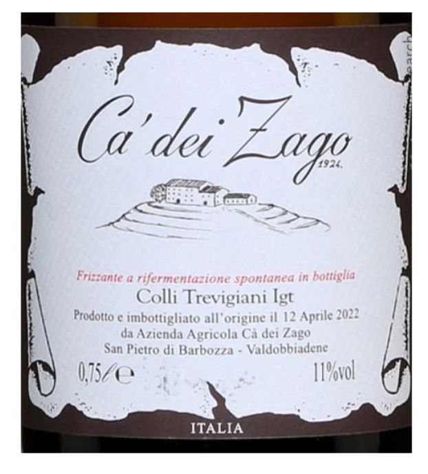 Ca Dei Zago Prosecco Colfondo Colli Trevigiani