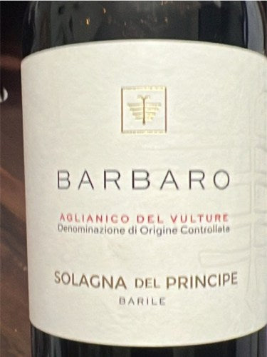 Solagna del Principe Aglianico del Vulture Barbaro 2021